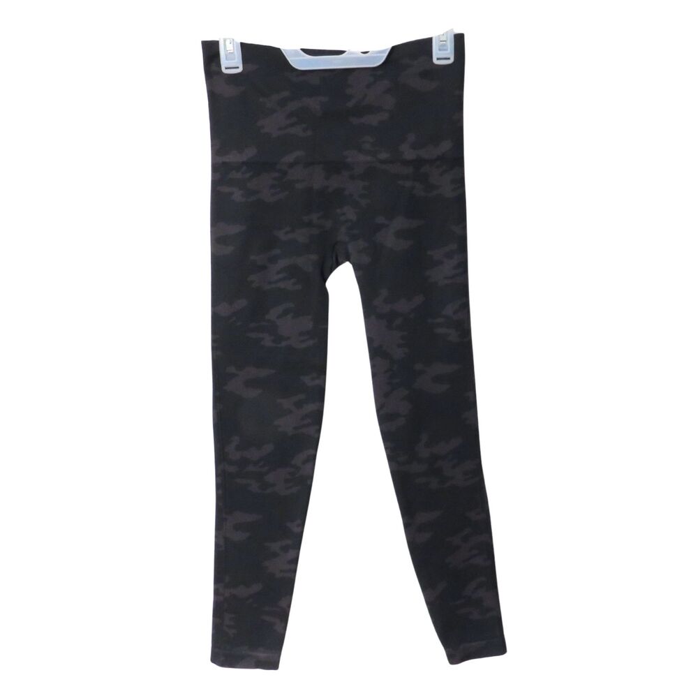 Spanx Leggings Women Large Black Camo Athleisure for Exercise and Fitness